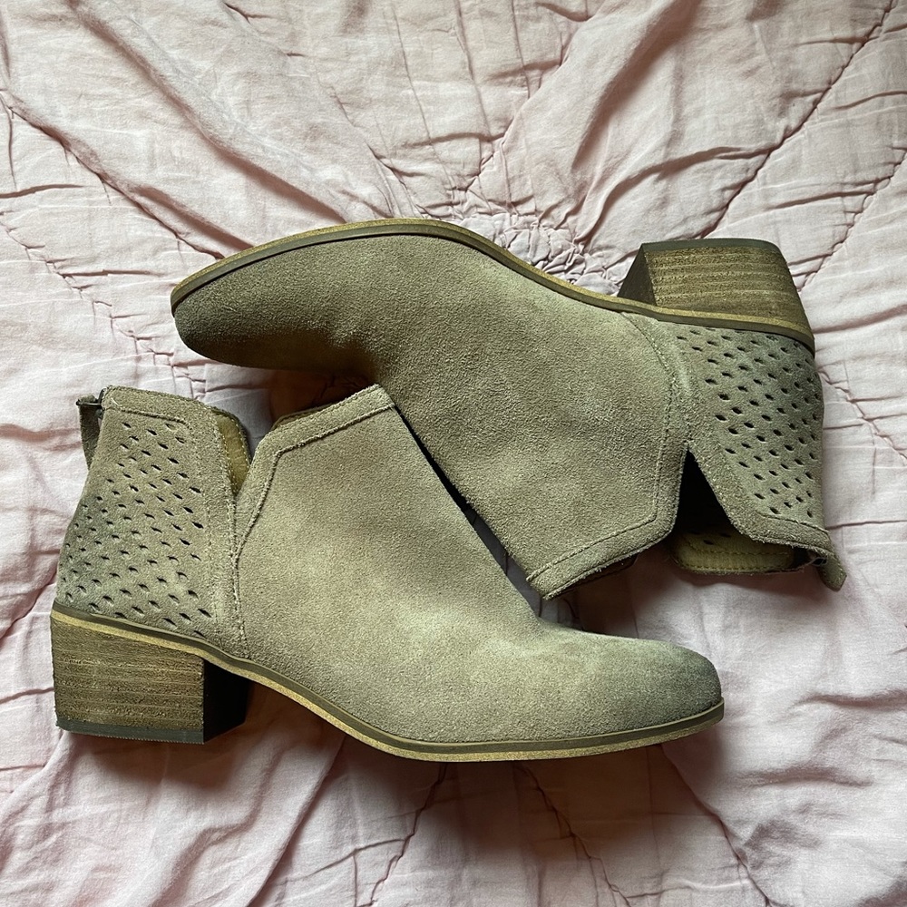 Susina Carina Blakely Perforated Mushroom Suede Ankle Boots